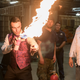 Gilgun practices a pyrotechnic stunt (Photo: Lewis Jacobs/Sony Pictures Television/AMC)